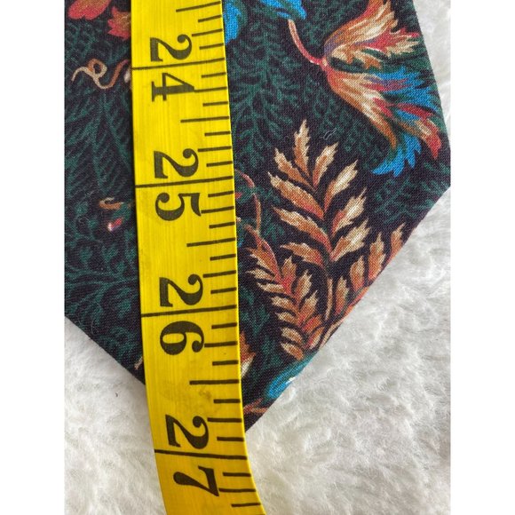 Men's natural assets tropical vintage  neck tie 100% Cotton green orange Short - Picture 5 of 6